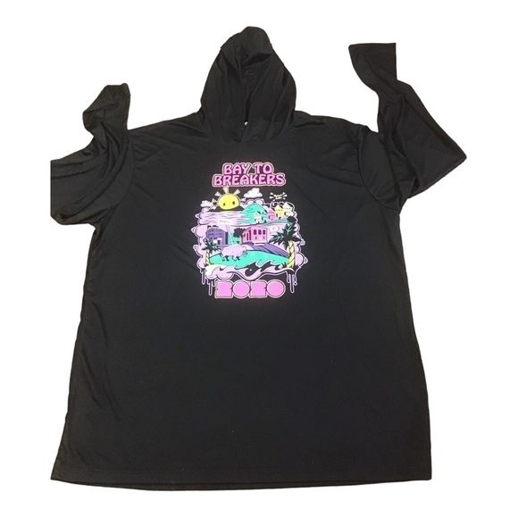 SF Bay To Breakers 2020 Unisex 2XL Hoodie Black Lightweight Long Sleeve Shirt - Picture 1 of 5